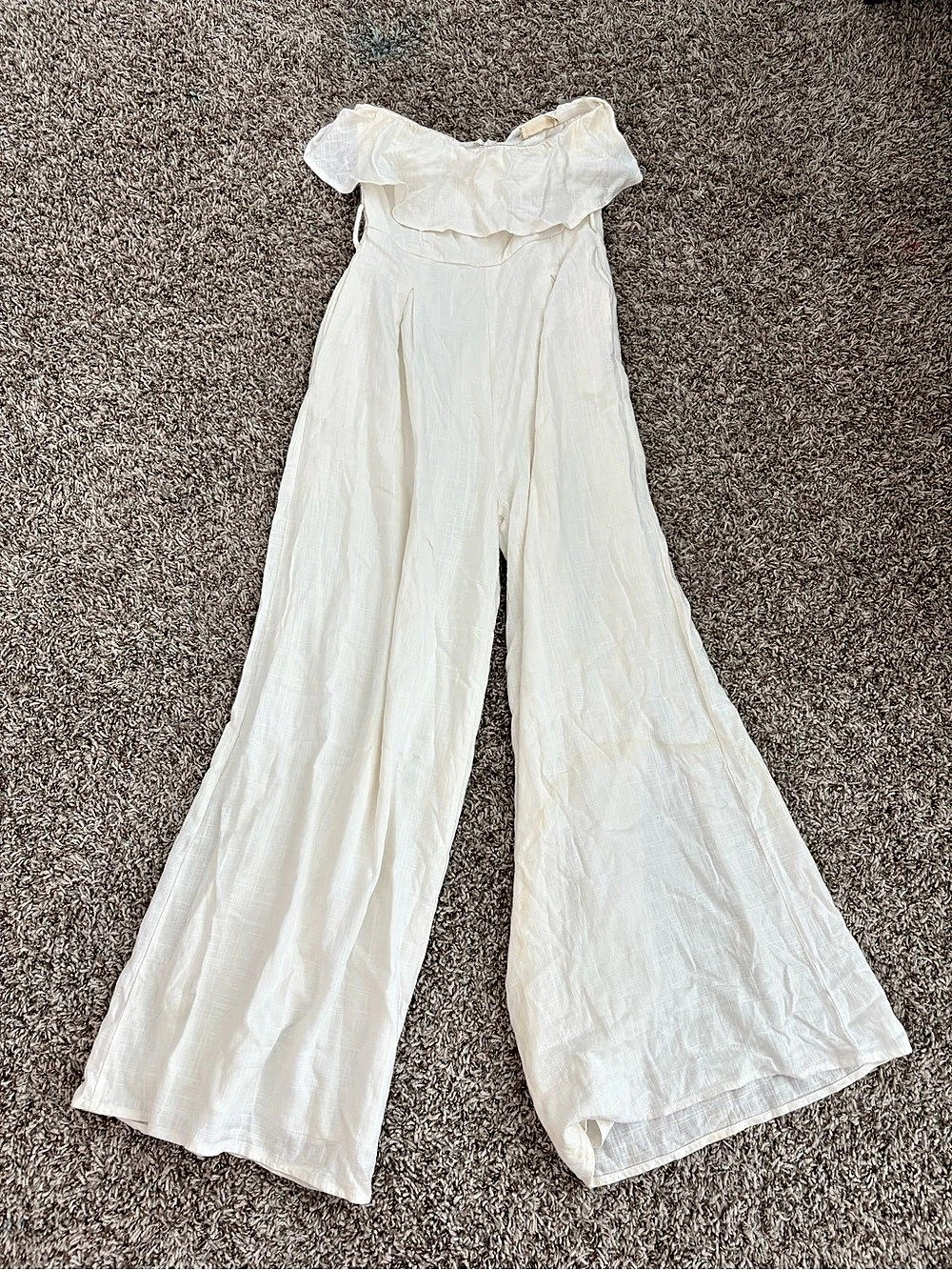 afraid state Wide Leg Jumpsuit in White Size XS Like New
